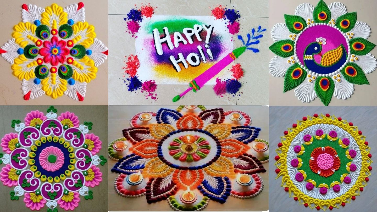 Easy Rangoli Design for Holi 2024 to Decorate Your Courtyard