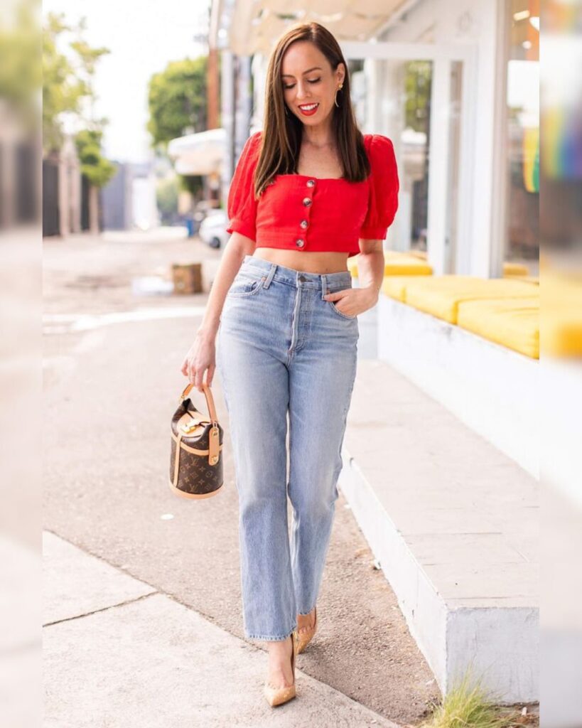 Cropped Jeans with a Statement Blouse
